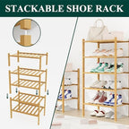 Smiry Bamboo Shoe Rack, 8 Vertical Slats, 6 Tier - 17.3" Wide, Natural - Image 4