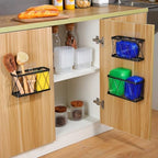 YIGII Cutting Board Holder + 3 Pack Adhesive Cabinet Door Organizer, Black Lid Storage Organizer with, Space Saving Lid Holder for Tupperware Storage Inside Cabinet, Pantry, Kitchen, Bathroom - Image 2