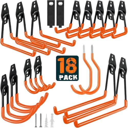 HUPBIPY 18 Pack Garage Hooks Heavy Duty, Wall Mount Ladder Hooks by HUPBIPY
