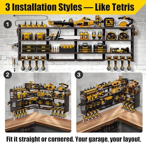 XLarge 64''W Power Tool Organizer Wall Mount, Charging Station, 4-Tier - Image 5