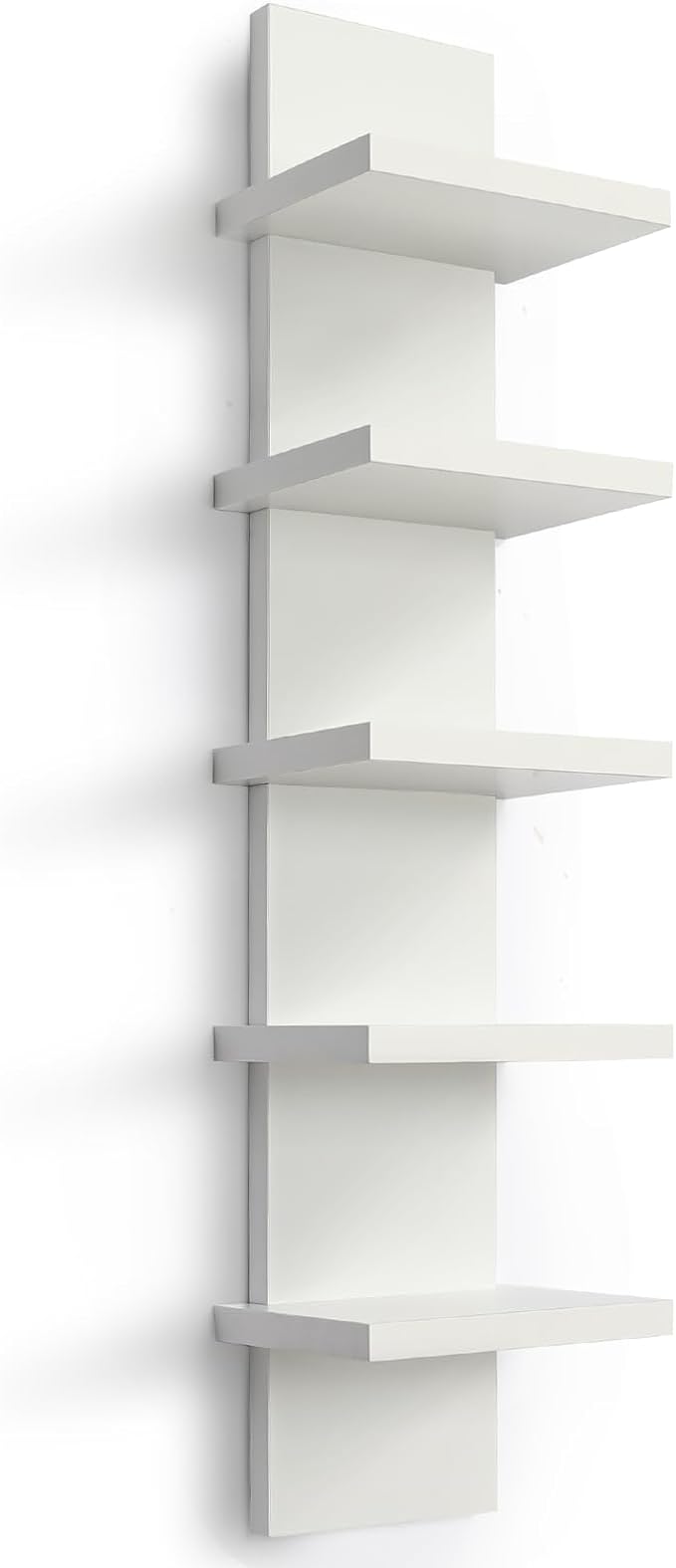 Homaterial 5 Tier Wall Shelf Unit, Small White Vertical Floating Shelf by Homaterial