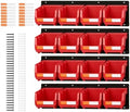 16pc Wall-Mounted Storage Organizer Set with Metal Rails Red by LEADLOONG