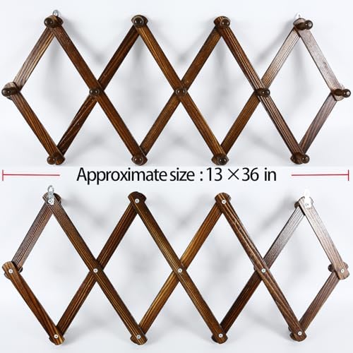 AMAPON Accordion Wall Hanger Expandable Coat Hat Rack 13Peg (Walnut) - Image 4
