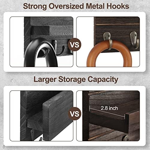 Lwenki Mail Organizer for Wall Mount – Key Holder with Shelf Includes Letter Holder and Hooks for Hallway Farmhouse Decor – Rustic Wood with Flush Mounting Hardware (16.5” x 9.1” x 3.4”) (Brown) - Image 3