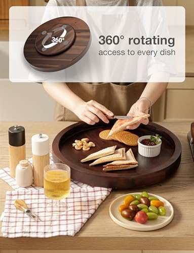 TIDITA 16" Rotating Wooden Lazy Susan Organizer for Cabinet (Walnut Color) - Image 2
