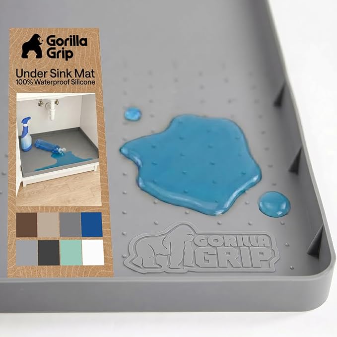 GORILLA GRIP Waterproof Silicone Under Sink Mat, Stay in Place, 19x34 Gray by Unknown