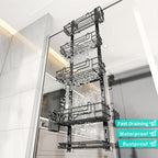 HapiRm 5 Tier Over the Door Shower Caddy, Hanging Shower Caddy with 28 Hooks and 2 Toothbrush Holders, No Drilling Adjustable Hanging Bathroom Organizer - Black - Image 6