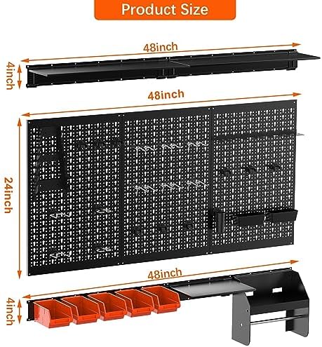 TORACK Metal Pegboard Wall Organizer 24x48 in, Tool Storage Pegboard, Black - Image 3