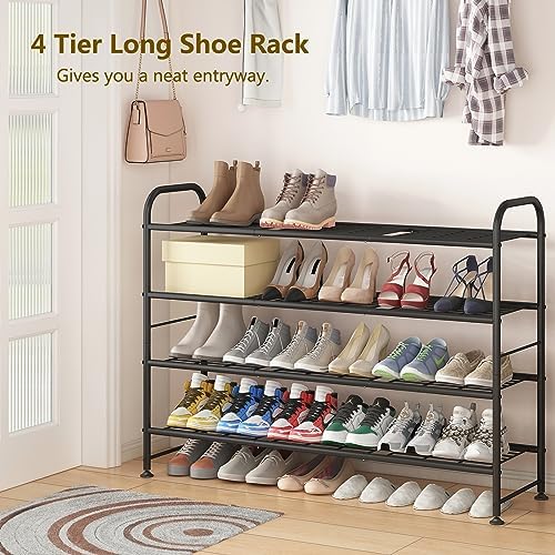 LINZINAR 4 Tier Long Shoe Rack for Closet Metal Shoe Organizer for Entryway - Image 4
