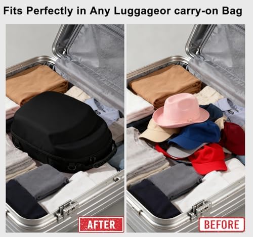 Black Hat Travel Case,Hat Case for Baseball Caps with Carry Handle and Adjustable Shoulder Strap Travel Hat Box for Travel and Home Storage - Image 5