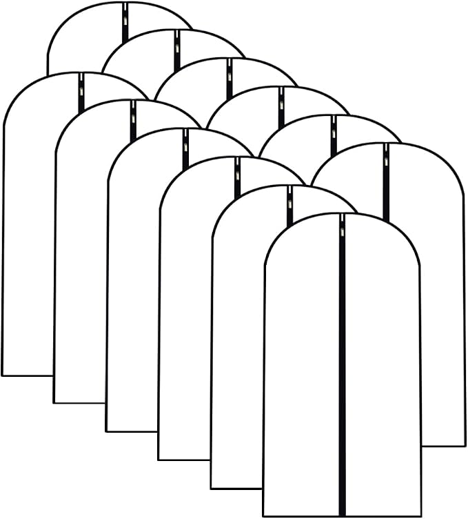 Garment Bags for Hanging Clothes 12 PCS Transparent Waterproof Dustproof Storage for Wardrobe Storage Suit Covers for Closet Clear Reuse Full Zipper for Costumes Suits Coats 24''x48'' by HomeClean