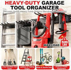 Garage Tool Organizer Wall Mount 66 inches with 13 Adjustable Heavy-Duty Hooks, Garage Organization, Garden Tool Storage Rack, Yard, and Shed, Holds Up to 520 lbs - Image 4