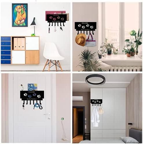 Dog Leash Holder for Wall, Storage and Mail Organizer, Key Holder Wall Mount With 6 Hooks - Leash, Stuff, Key, Letter, Sunglasses Organizer for Entryway, Farmhouse - Image 7