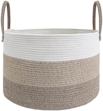 JMvicyroam 65L Extra Large Machine Washable Cotton Rope Blanket Basket by JMvicyroam