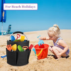 2Pcs Collapsible Cleaning Caddy with Handle, 17L Foldable Cleaning Supply Caddy, Bucket Tool Organizer in 600D Oxford Fabric, Multifunctional Storage Basket for Cleaning, Traveling, Black - Image 3