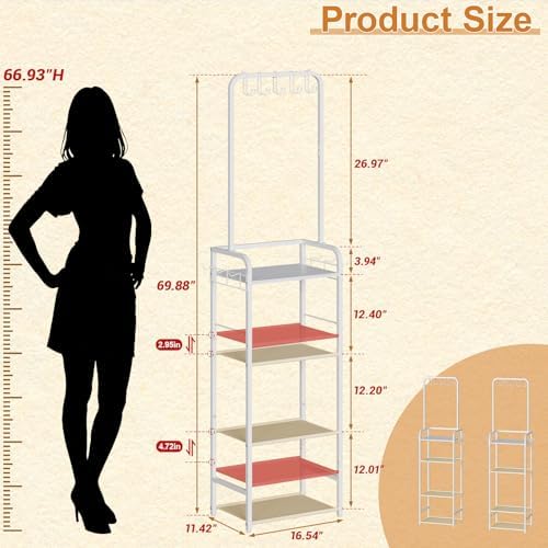 5-Tier Large Purse Organizer for Closet with 5 Purse Hanger,6 Side Hooks - Image 6