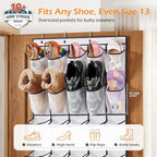 MISSLO 35 Large Pockets Over The Door Shoe Organizer Sturdy Oxford Fabric Hanging Shoe Rack for Door Mesh Closet Shoe Holder Hanger, White - Image 2