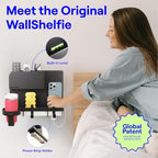 WallShelfie Bedside Wall Organizer & Dorm Decor for Dorm Room - Black - Image 2