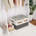 TOPIA HOME Shoe Organizer for Closet, Foldable Shoe Box with Adjustable Dividers and Clear Cover, Space Saving Shoe Storage Organizer Cabinet with Reinforced Handles, Fits 16 Pairs TP09WG - Image 6