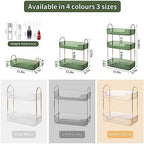Akinbas 2 Tier Bathroom Organizer Countertop Makeup Perfume Tray Skincare Organizer for Bathroom Dresser Vanity (Green) - Image 2