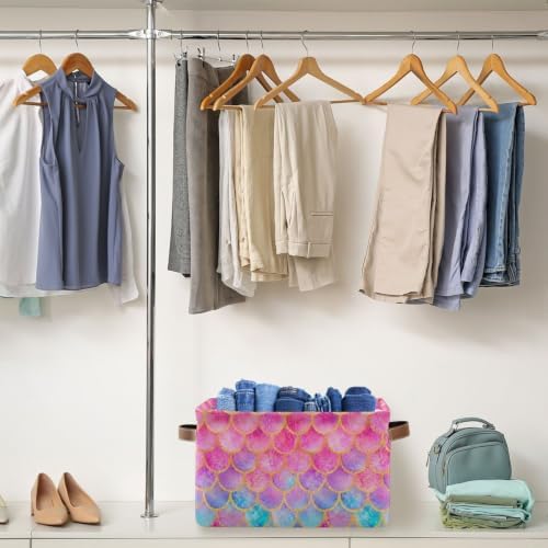 Mermaid Rectangular Storage Basket Organizer Bin Shelf Baskets For Clothes Gifts For Home Office Dorm - Image 5