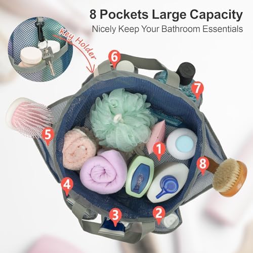 Mesh Shower Caddy Portable with Drawstring - 2-Handle Shower Bag for Dorm - Image 2