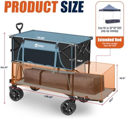 Sekey 400L Double-Decker Wagon, 500 lb Capacity, 50 in Extender - Image 3