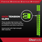Olsa Tools Premium Wall-Mount Screwdriver Organizer - Black Nylon with Neon Green Clips - Holds 14 Screwdrivers - Part: 1031 - Image 5
