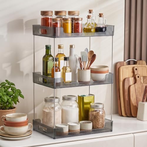 Goderewild 3-Tier Bathroom Counter Organizer, Multi-Purpose Cosmetics Skincare Shelf, Makeup Organizer for Vanity Tray, Countertop Storage Solution for Kitchen and Bath. (Smoky Gray) - Image 5