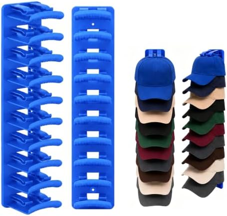 2 Pack Hat Organizer for Baseball Caps, Hats Rack for Wall | Space Saving Cap Holder for Closet Door, Bedroom, Entryway, Dorm, Home Improvement (Blue) by Doitsf