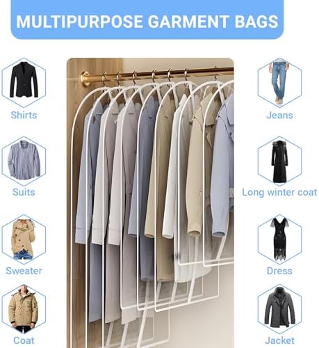 All Clear Garment Bags for Hanging Clothes, 40" (Set of 6) Suit Bags for Closet Storage, Plastic Dustproof Suit Cover Bags, Clothes Protectors Bag with zipper for Coats, Jackets, Shirts - Image 4