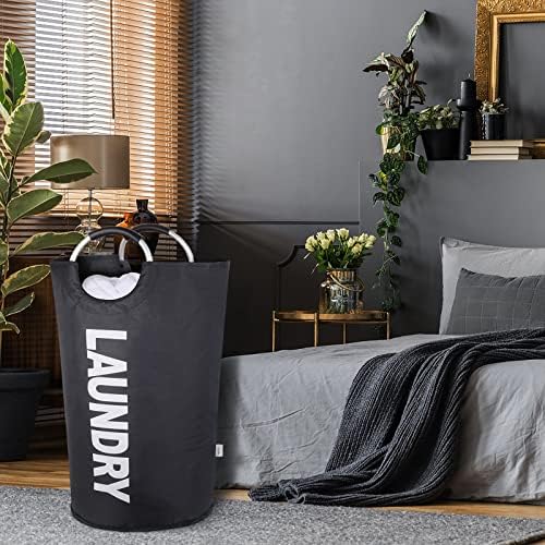 Extra Large Laundry Basket, Big Laundry Hamper Bag with Handles, 130L Black - Image 3