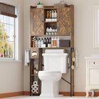 EasyCom 32" W Over The Toilet Storage Cabinet with Adjustable Shelves,Brown by EasyCom