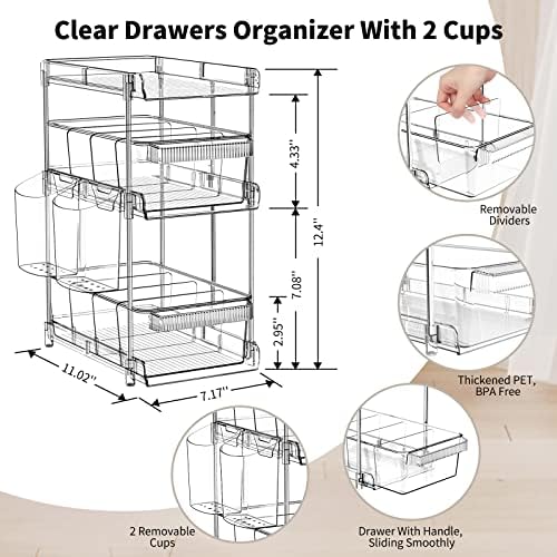 WAKISA 2Pcs Pull Out Organizer and Storage with Cups and Removable Dividers - Image 5