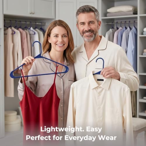 HOUSE DAY Blue Plastic Hangers 120 Pack, Slim Space-Saving Clothes Hangers - Image 3