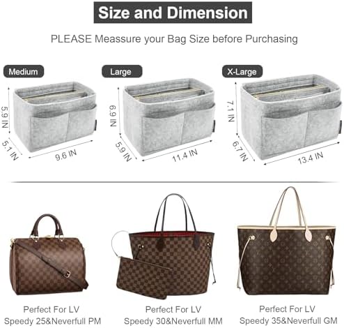 OMYSTYLE Purse Organizer Insert, Felt Tote Bag Organizer Insert with 5 Sizes, Handbag Dividers for Inside Purse, Compatible with Longchamp, Neverful, Speedy and More - Image 2