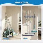 HOME MASTER HARDWARE (2 Pack 16 in Broom Mop Holder Garage Storage Organizer with 5 Racks 6 Hooks Adjustable Wall Mounted Storage Tool for Lanudry Garage Kitchen Garden - Image 6
