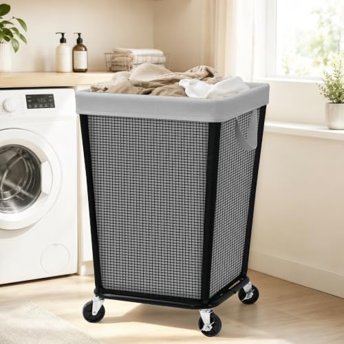 STO STO 160L Rolling Laundry Hamper with Wheels, Laundry Basket, Gray - Image 2