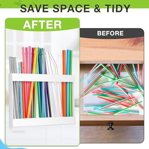 Qinyoung Acrylic Straw Holder for Cabinet Door,Classic,Large,White - Image 4