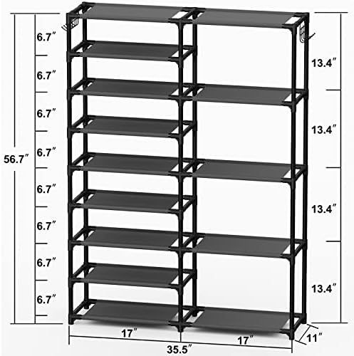 CSXGBAB 9-Tier Shoe Rack Organizer, Tall Garage Shoe Rack, Boot Rack, Black - Image 3