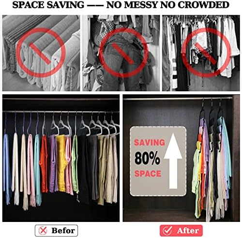 Closet Organizers and Storage, 3 Pack Velvet Pants-Hangers-Space-Saving | Non Silp 5 Tier Scarf Jeans Closet Organizer, Dorm Room Essentials for College Students Girls Boys Guys, Home Storage - Image 3