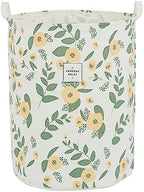 Large Foldable Laundry Basket Organizer Holder portable tall collapsible laundry hamper nusery Storage Basket Bin with Handles Closure (Waterproof Lining, Floral Green Orange) by QiANBiRD