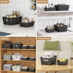 MaxGear 3 Pack Plastic Storage Baskets, Small, Black - Image 5