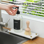 Stone Drying Tray, Gold Sink Caddy, Water Absorbing Faucet Mat Kitchen Sink Organizer, Diatomite Bathroom Counter Coaster, Soap Dish Rack Riser Dispenser Sponge Holder, Beige 10" x 4" - Image 2
