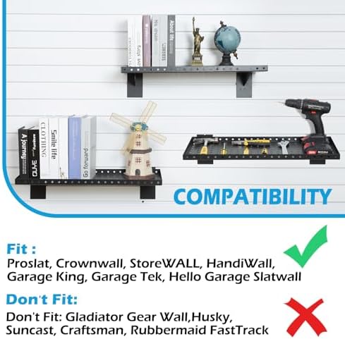 Slatwall Shelves 24x10 Inch, Slatwall Accessories for Retail, Garage, Home Storage, Heavy Duty Slat Wall Hanging Shelf (4, White) - Image 3