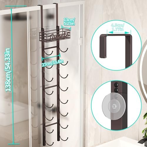 HapiRm Towel Racks for Bathroom Storage - 9 Tier Over The Door & Wall Mount Rolled Towel Storage Organizer Holder with Metal Shelf Basket for Small Bathroom, Camper, Rv - Bronze, Patented - Image 7