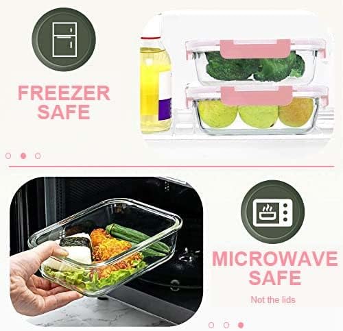 KOMUEE 30 Pieces Glass Food Storage Containers Set, Pink - Image 4