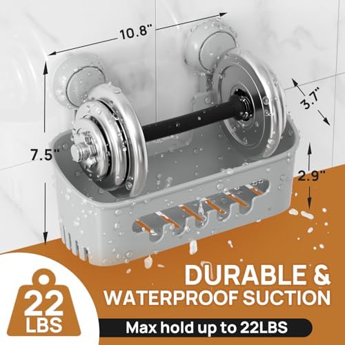LEVERLOC Shower Caddy Suction Cup,Shower Organizer Bathroom Shelf,Grey 2pcs - Image 4