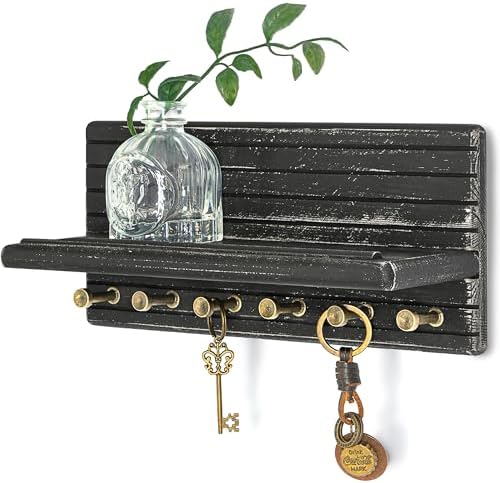 Rebee Vision Pine Key Holder Wall Mount for Home Decor, Old Black by REBEEVISION