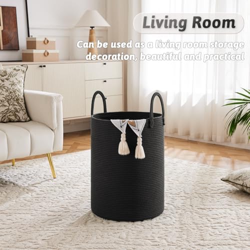Artfeel Laundry Basket,Woven Cotton Rope Laundry Hamper,100L for Decorative Storage of Dirty Clothes,Toys and Blankets in Bathroom,Baby Room and Living Room - Image 2